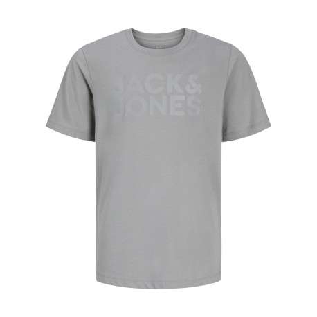 T-shirt en coton biologique gris clair uni avec une coupe droite et un col rond