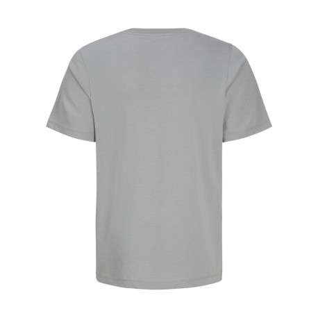 T-shirt en coton biologique gris clair uni avec une coupe droite et un col rond - Image 2