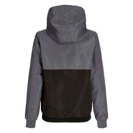 Blouson anthracite uni avec une coupe ajustée et un col à capuche - Image 2