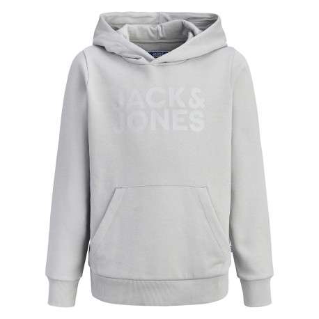 Sweat en coton mélangé gris clair uni avec une coupe droite et un col à capuche