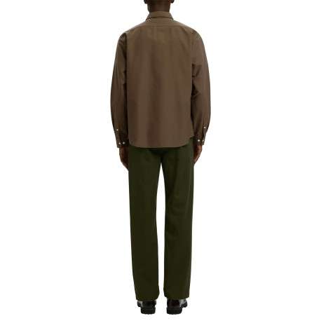 Chemise en coton marron à coupe droite pourvue d'un col à revers - Image 3