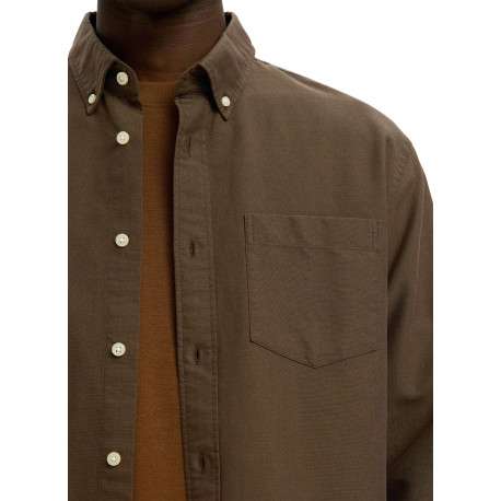 Chemise en coton marron à coupe droite pourvue d'un col à revers - Image 4
