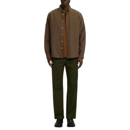 Chemise en coton marron à coupe droite pourvue d'un col à revers - Image 5