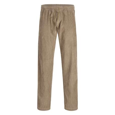 Pantalon chino en coton biologique beige uni avec une coupe droite