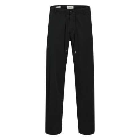 Pantalon chino en coton noir uni avec une coupe droite et une taille élastiquée