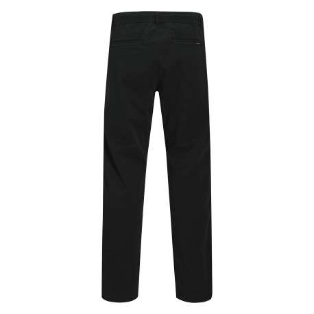Pantalon chino en coton noir uni avec une coupe droite et une taille élastiquée - Image 2