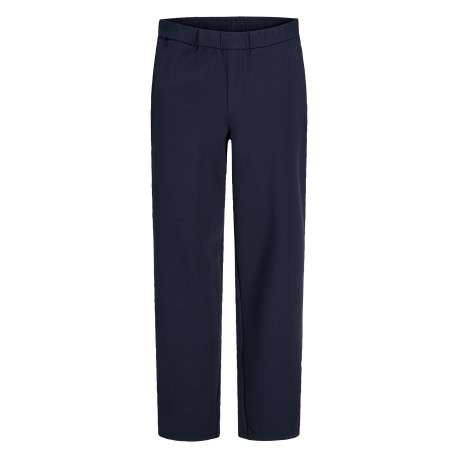 Pantalon chino marine uni avec une coupe droite et une taille élastiquée
