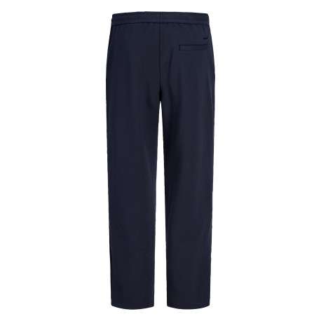 Pantalon chino marine uni avec une coupe droite et une taille élastiquée - Image 2