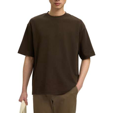 T-shirt marron à coupe ajustée pourvu d'un col rond et de manches courtes - Image 2