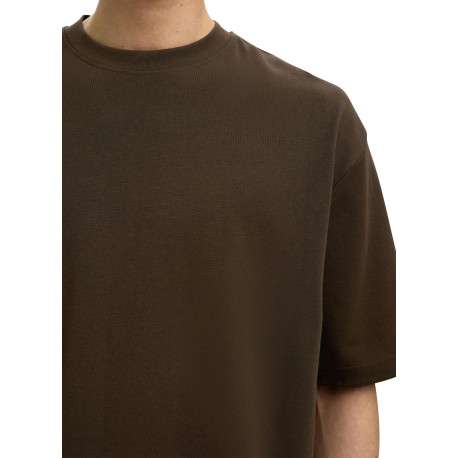 T-shirt marron à coupe ajustée pourvu d'un col rond et de manches courtes - Image 4
