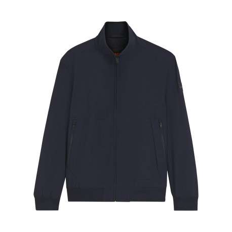 Blouson marine uni avec une coupe droite et un col montant