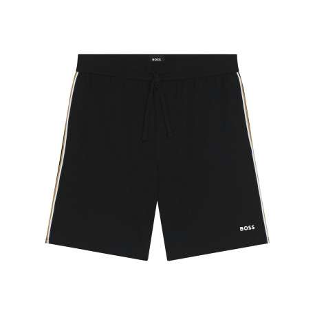 Short jogging en coton noir uni avec une coupe droite et une taille basse