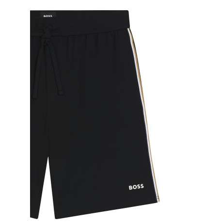 Short jogging en coton noir uni avec une coupe droite et une taille basse - Image 2
