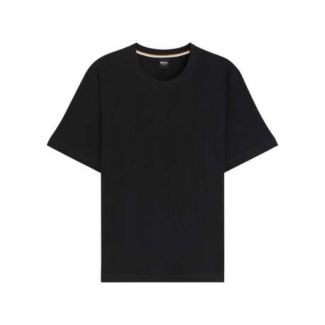 T-shirt noir uni avec une coupe droite et des manches courtes