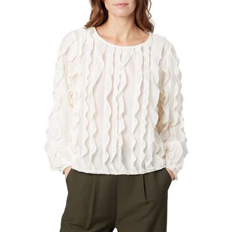 Blouse blanche uni avec une coupe droite et des manches longues
