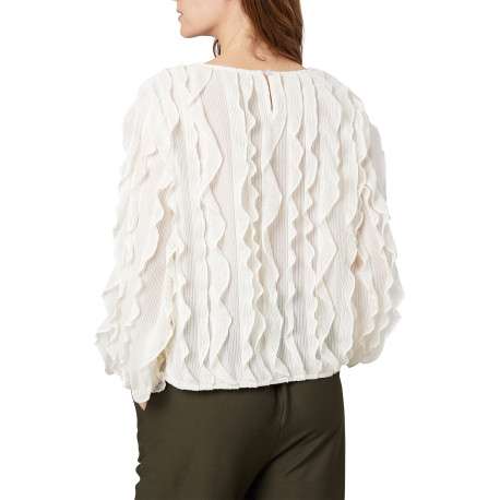 Blouse blanche uni avec une coupe droite et des manches longues - Image 2
