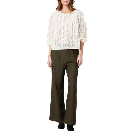 Blouse blanche uni avec une coupe droite et des manches longues - Image 3