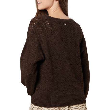 Gilet chocolat uni avec une coupe droite et des manches longues - Image 2