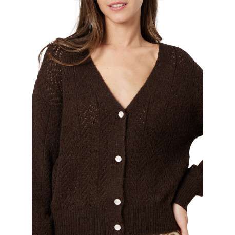 Gilet chocolat uni avec une coupe droite et des manches longues - Image 4