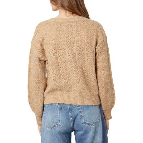 Gilet camel uni avec une coupe droite et des manches longues - Image 2