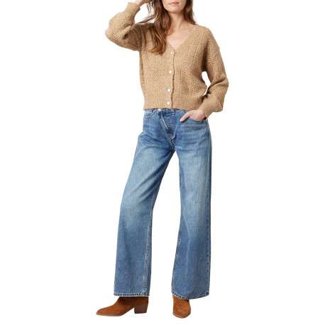 Gilet camel uni avec une coupe droite et des manches longues - Image 3