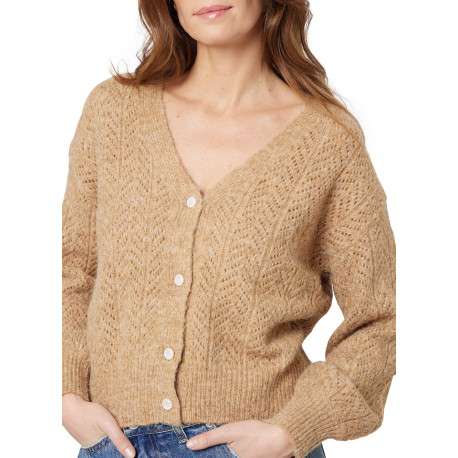 Gilet camel uni avec une coupe droite et des manches longues - Image 4