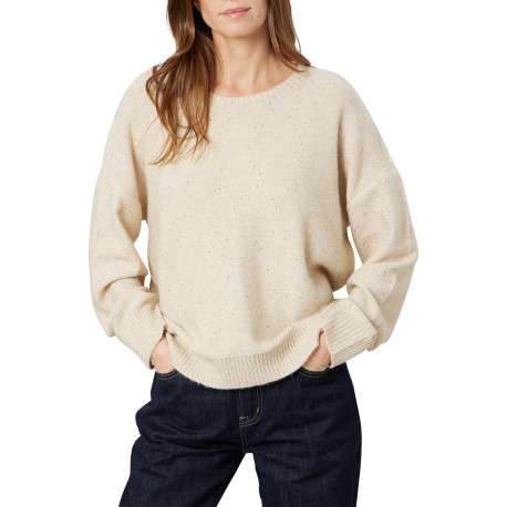 Pull écru uni avec une coupe droite et des manches longues