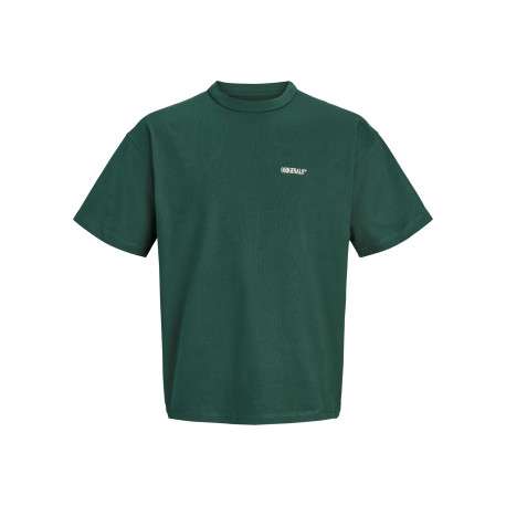 T-shirt en coton vert à imprimé avec une coupe droite et un col rond