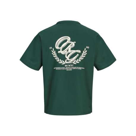 T-shirt en coton vert à imprimé avec une coupe droite et un col rond - Image 2