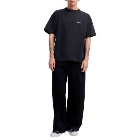 T-shirt en coton noir à imprimé avec une coupe droite et un col rond - Image 3