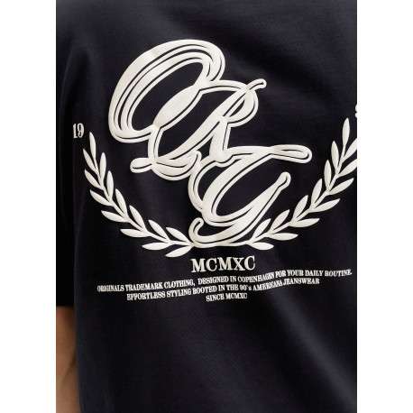 T-shirt en coton noir à imprimé avec une coupe droite et un col rond - Image 6