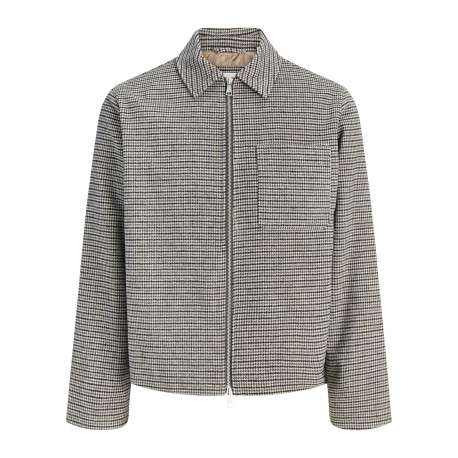 Surchemise écrue à motifs avec une coupe droite et un col à revers