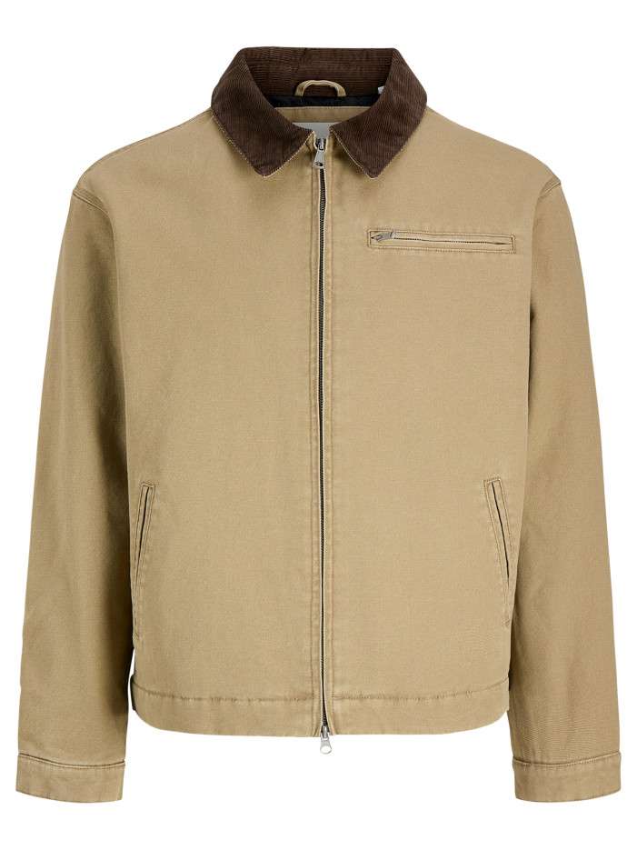 Blouson en coton beige uni...