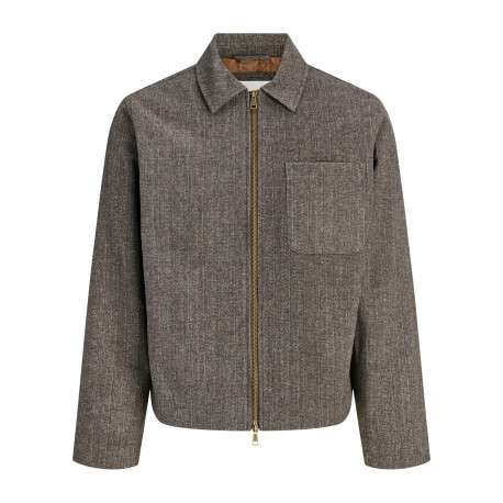 Surchemise marron à motifs avec une coupe droite et un col à revers