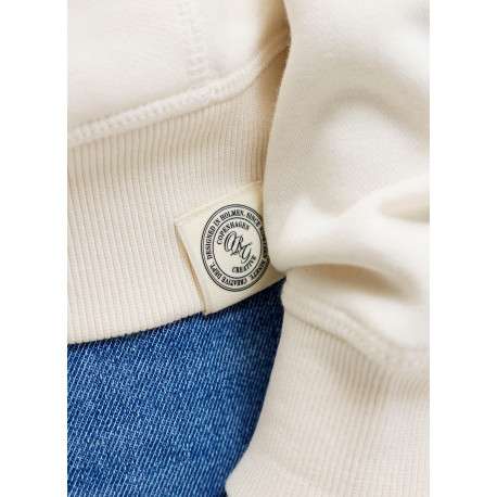 Sweat en coton mélangé écru imprimé avec une coupe droite et une capuche - Image 5