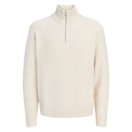 Pull écru uni avec une coupe droite et des manches longues