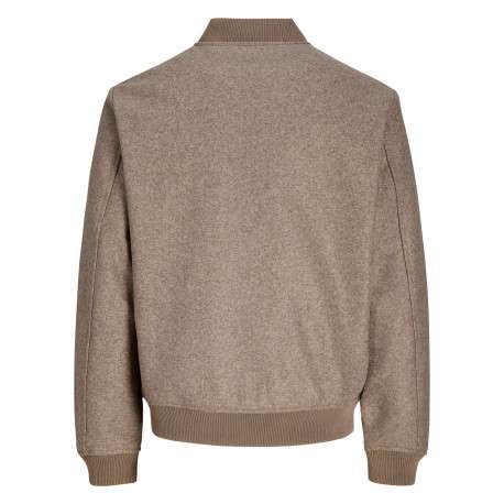 Bomber taupe uni avec une coupe ajustée et un col montant - Image 2