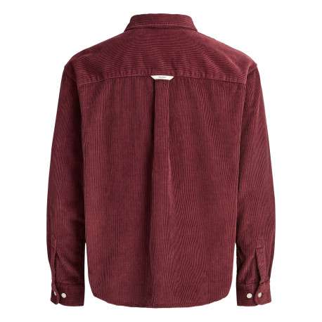 Chemise en coton bordeaux unie avec une coupe droite et un col à revers - Image 2