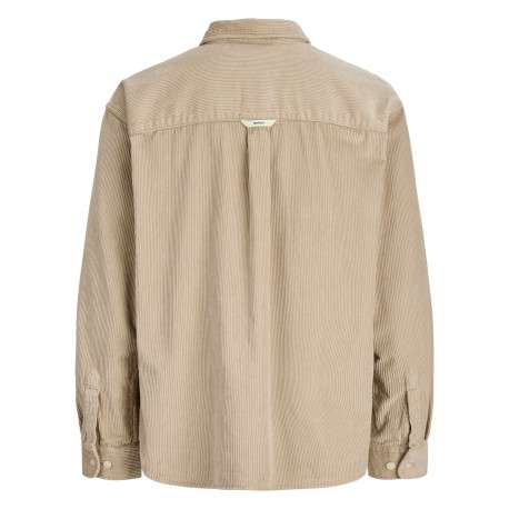 Chemise en coton beige unie avec une coupe droite et un col à revers - Image 2