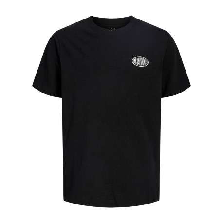 T-shirt en coton noir à imprimé avec une coupe droite et un col rond