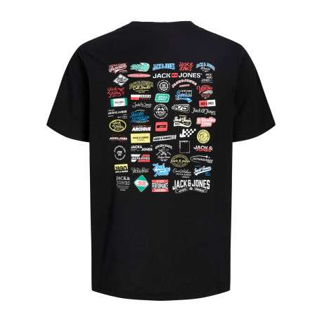 T-shirt en coton noir à imprimé avec une coupe droite et un col rond - Image 2