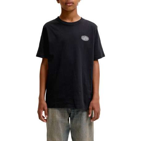 T-shirt en coton noir à imprimé avec une coupe droite et un col rond - Image 3