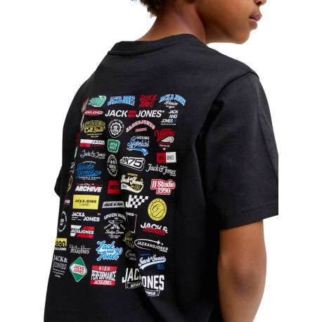 T-shirt en coton noir à imprimé avec une coupe droite et un col rond - Image 6
