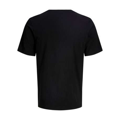 T-shirt en coton noir à imprimé avec une coupe droite et un col rond - Image 2