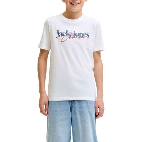 T-shirt en coton blanc à imprimé avec une coupe droite et un col rond - Image 3