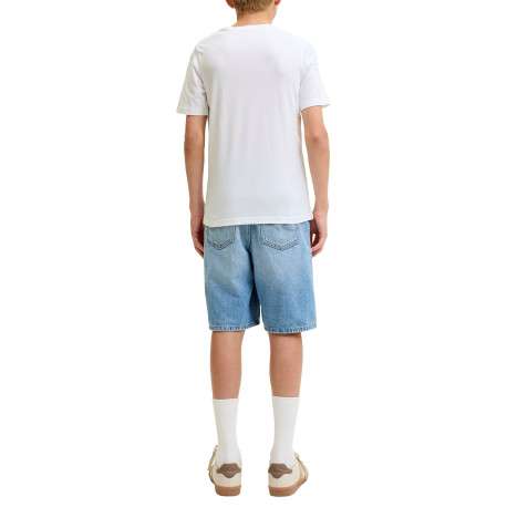 T-shirt en coton blanc à imprimé avec une coupe droite et un col rond - Image 4