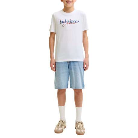 T-shirt en coton blanc à imprimé avec une coupe droite et un col rond - Image 5