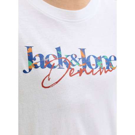 T-shirt en coton blanc à imprimé avec une coupe droite et un col rond - Image 6
