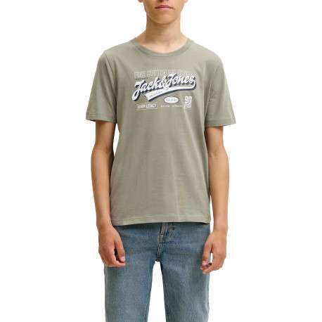 T-shirt en coton biologique kaki à imprimé avec une coupe droite et un col rond - Image 2