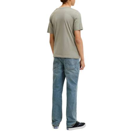 T-shirt en coton biologique kaki à imprimé avec une coupe droite et un col rond - Image 3